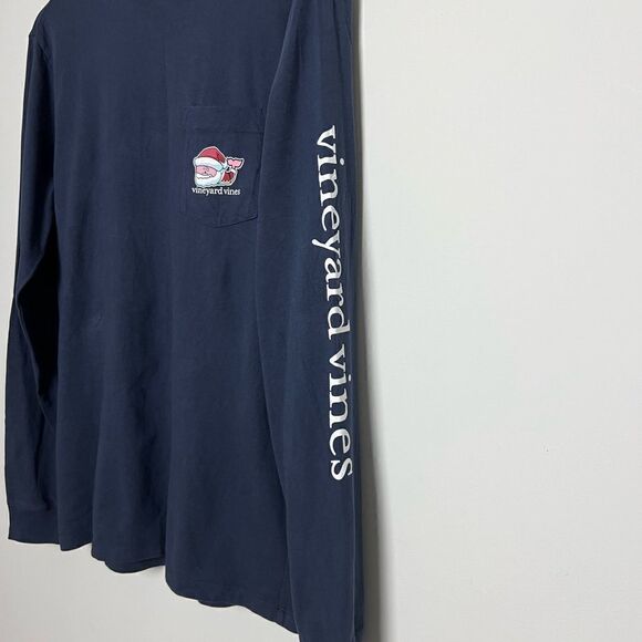 Vineyard Vines Blue Merry Christmas Santa 100% Cotton Long Sleeve Shirt Size S - Picture 3 of 6